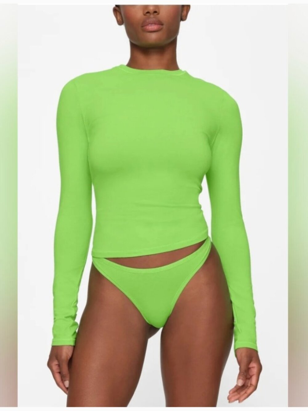 NWOT Skims Cotton Jersey Long Sleeve Top Neon Green Medium